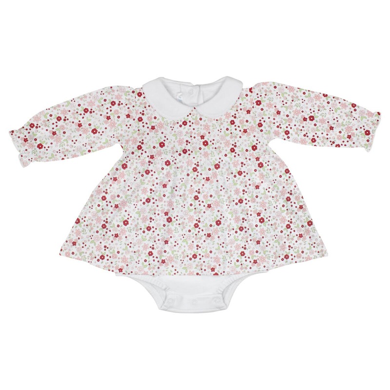 Winter Wonderland Floral Print Long Sleeve Collared Dress