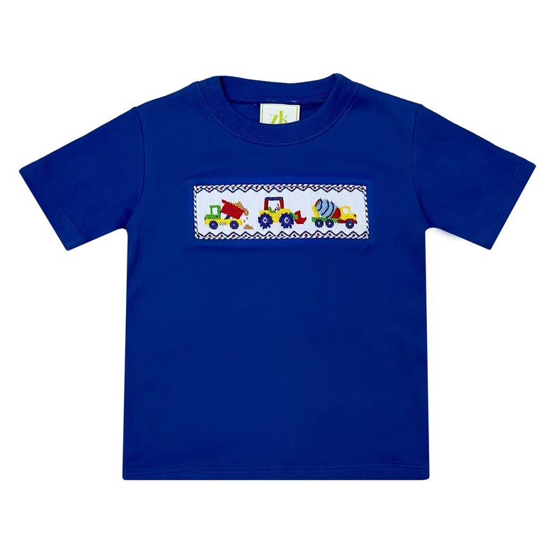 Construction Smocked Harry’s Play Tee, Royal Blue Knit