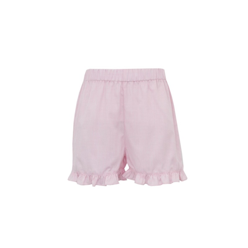 Girl’s Pink Gingham Ruffle Shorts