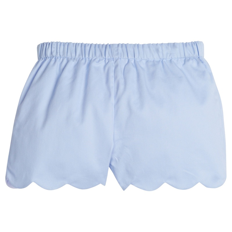 Girl’s Scallop Shorts, Breeze Blue Twill