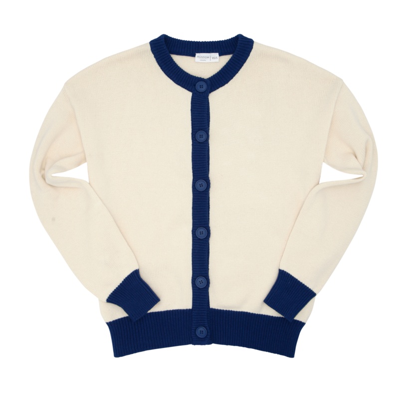 Women’s Cream With Navy Trim Cardigan