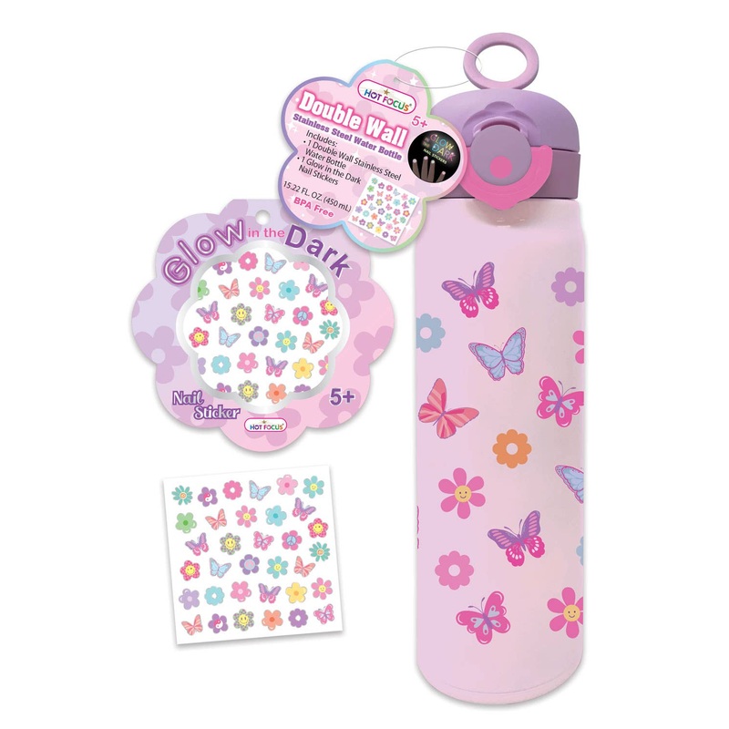 Double Wall Stainless Steel Water Bottle, Tie Dye Butterfly