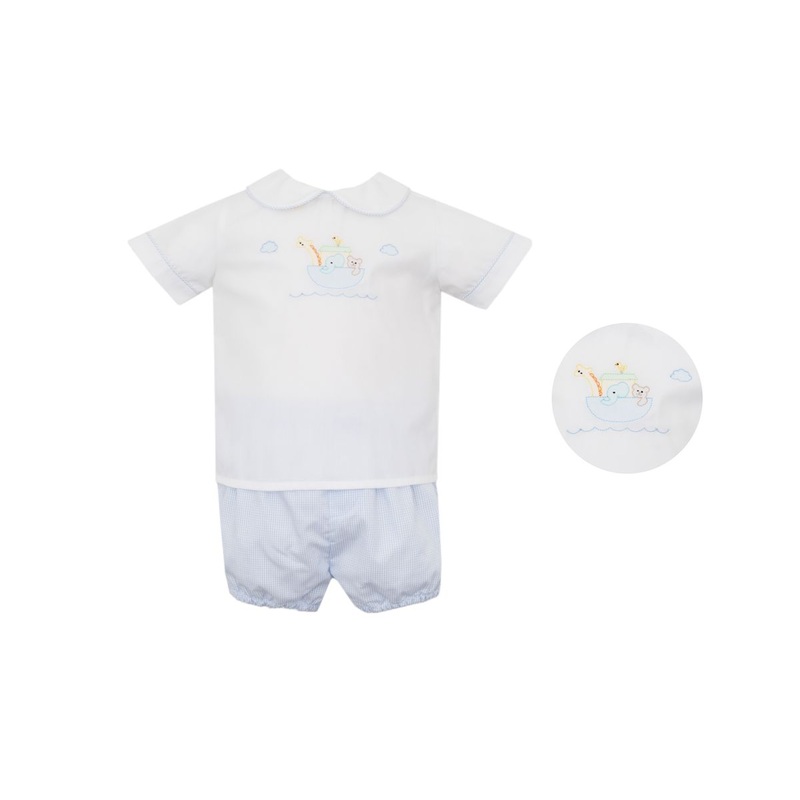 Noah’s Ark Blue Microcheck Diaper Set