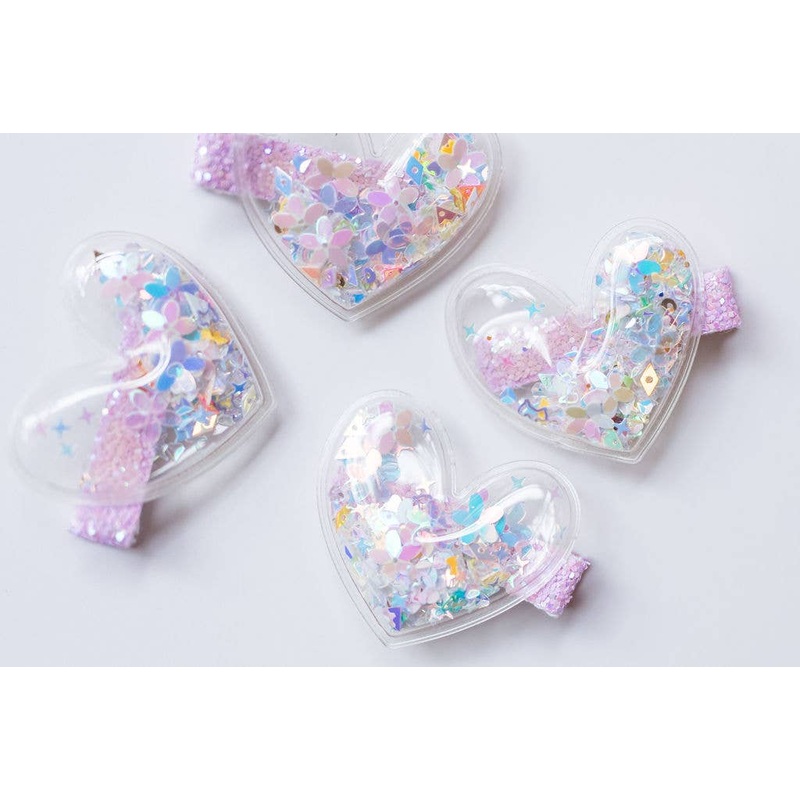 Shaker Hair Clip Set , Purple Hearts Set of 2
