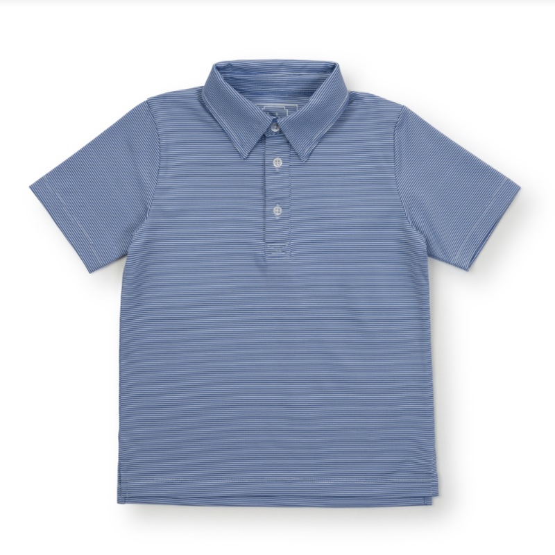 Will Short Sleeve Blue Stripe Performance Polo