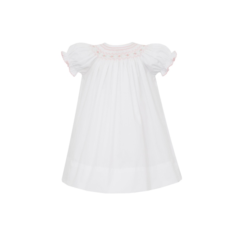 Bianca Bishop Smocked White Poplin Dress