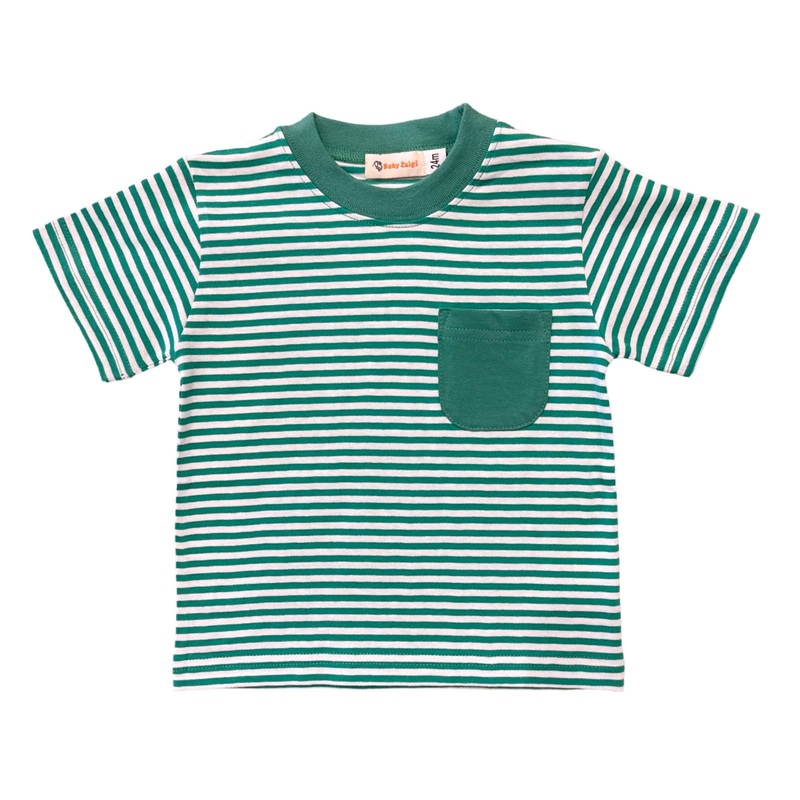 Boy’s Short Sleeve Mint Green Stripe T-Shirt with Pocket