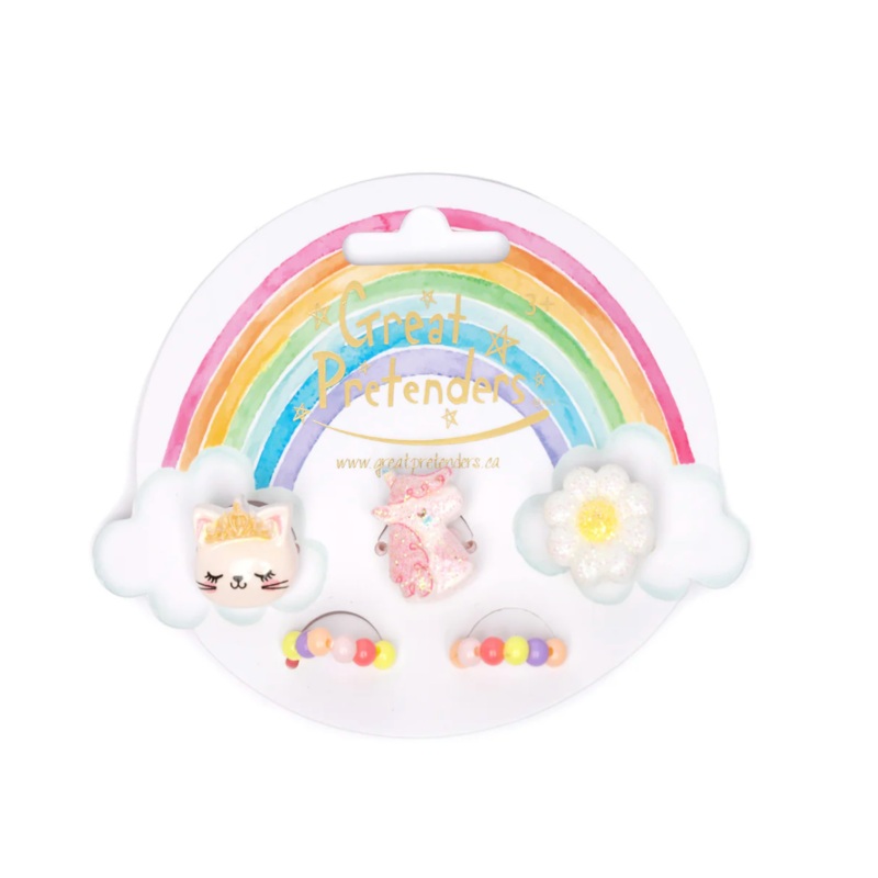 Flower, Kitty, Unicorn Elastic Ring Set