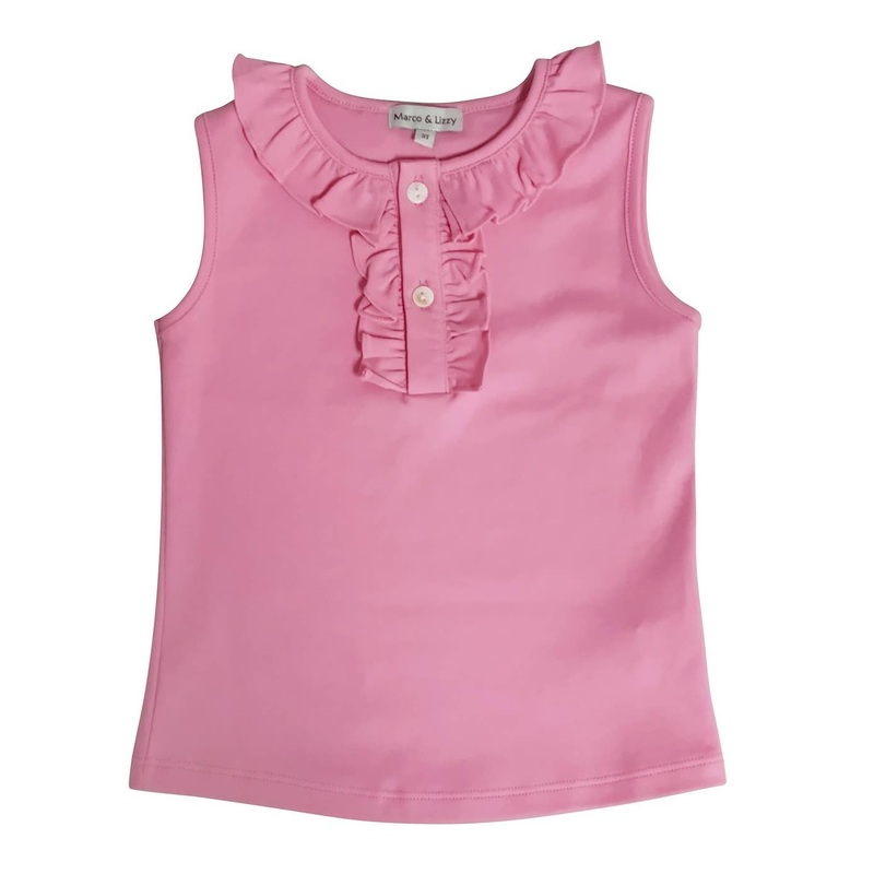Girl’s Fuchsia Ruffle Neck Sleeveless Top