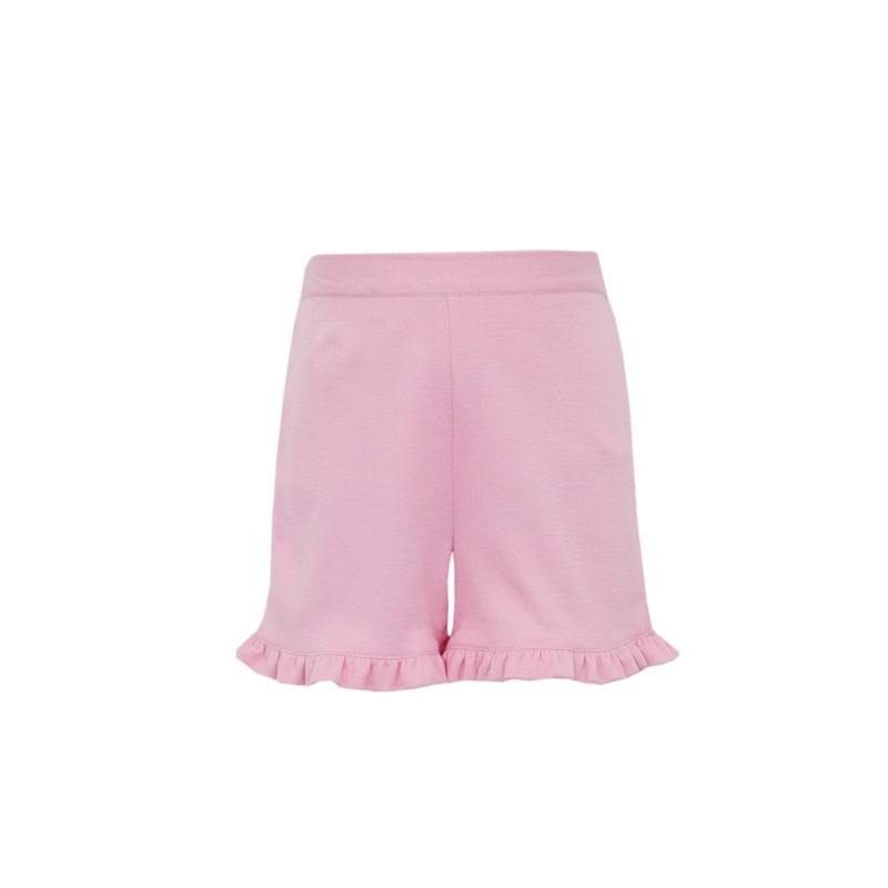 Girl’s Pink Knit Ruffle Shorts