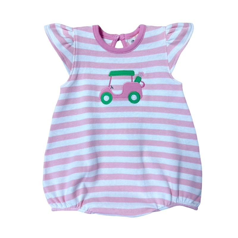 Girl’s Pink Stripe Bubble with Golf Applique
