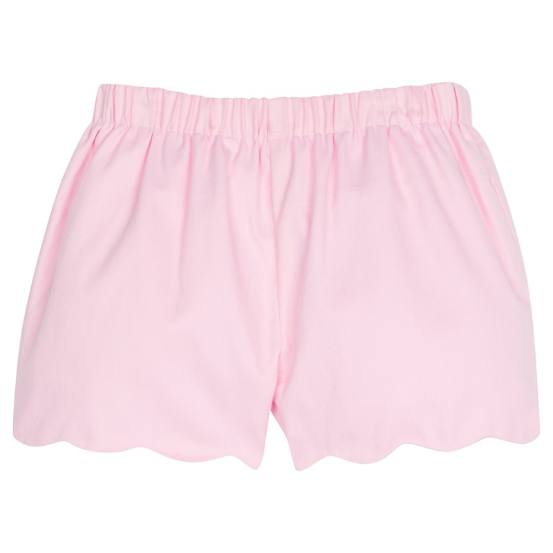 Girl’s Scallop Shorts, Light Pink Twill