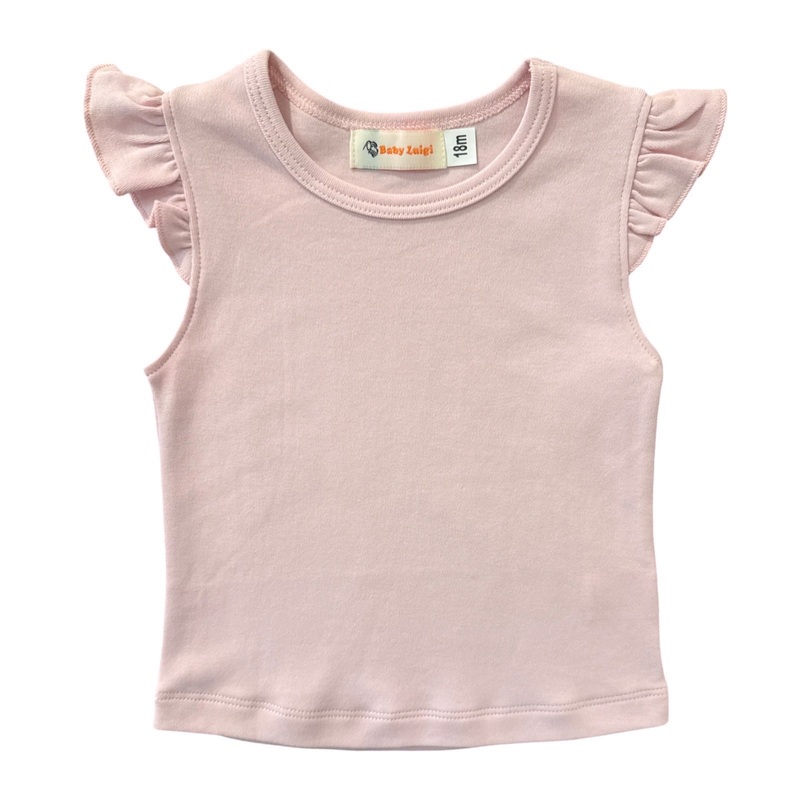 Girl’s Short Sleeve T-Shirt with Flutter, Light Pink