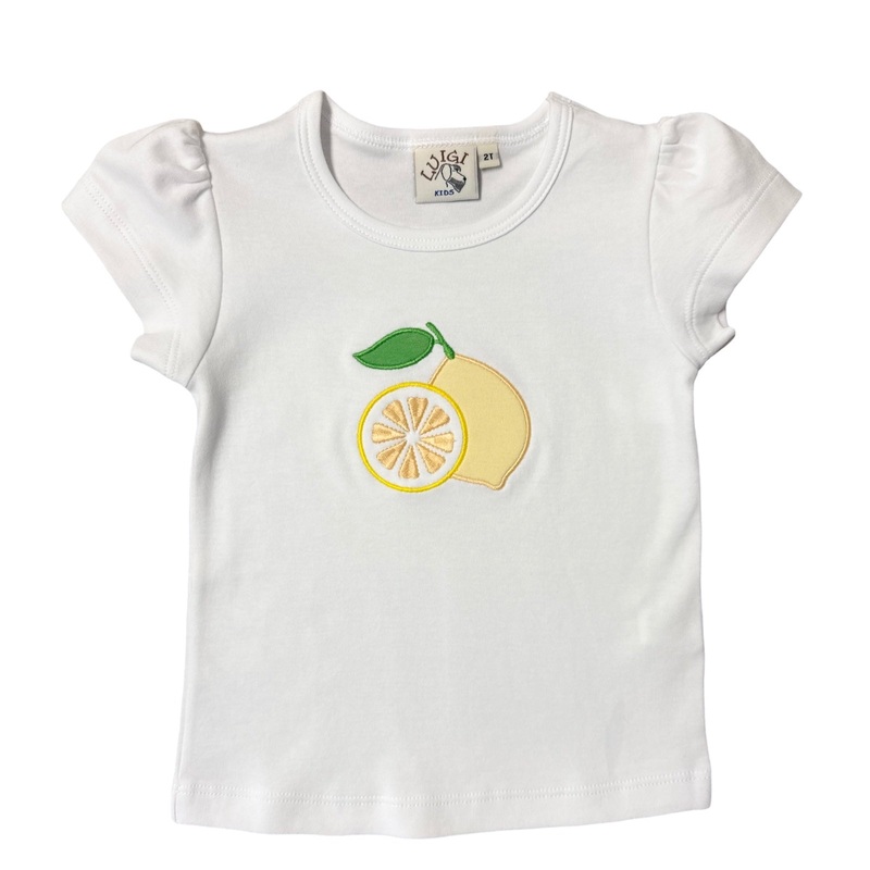 Girl Short Sleeve T-Shirt, Lemon Applique