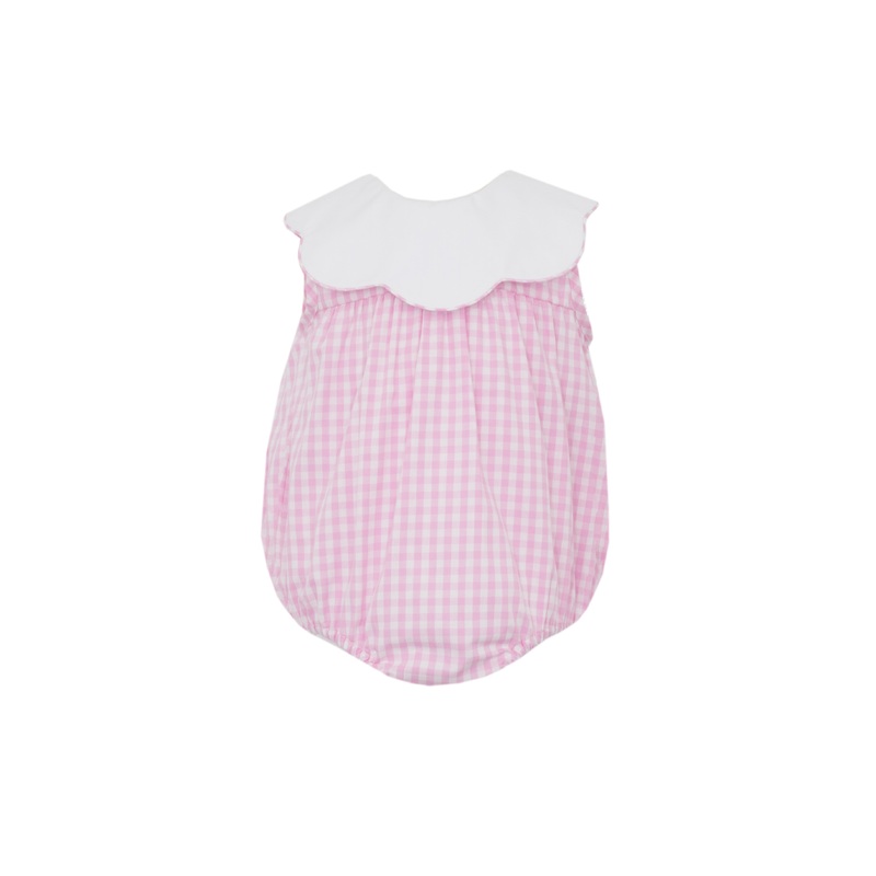 Pink Gingham White Scalloped Bib Collar Bubble