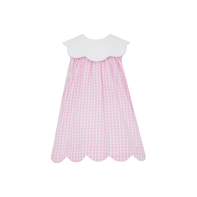 Pink Gingham White Scalloped Bib Collar Float Dress