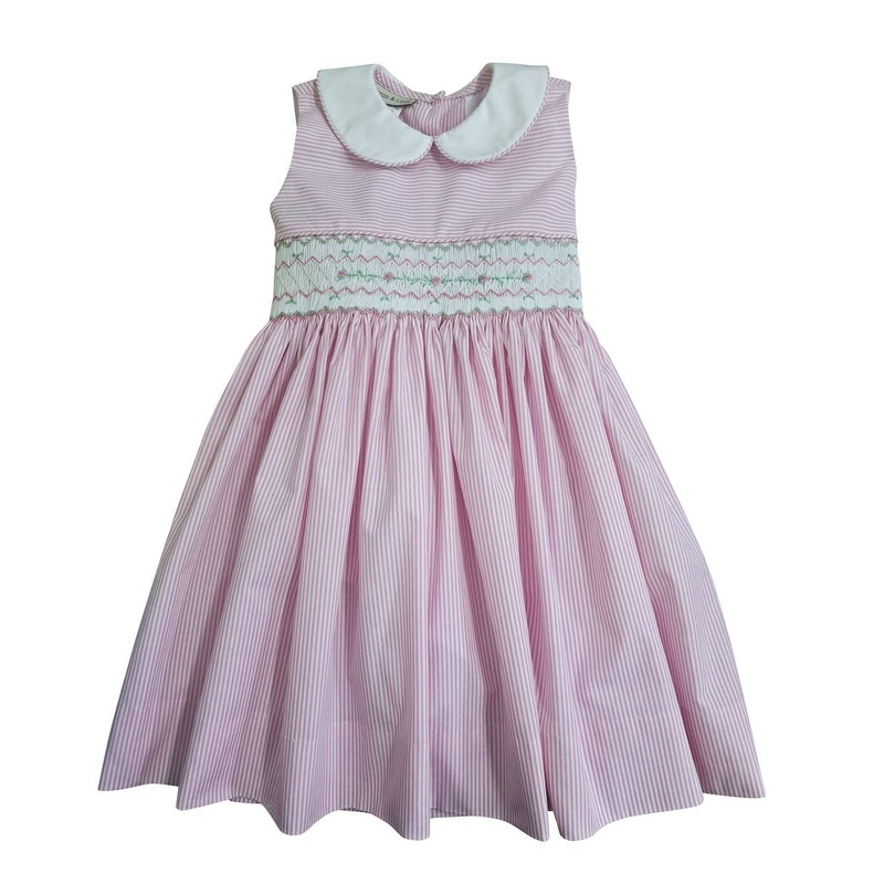 Taylor Pink Stripe Smocked Sleeveless Dress