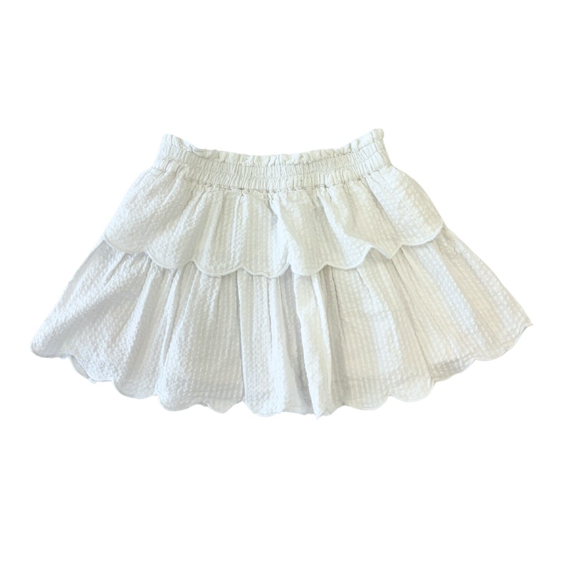 Tiered Skort – White Seersucker
