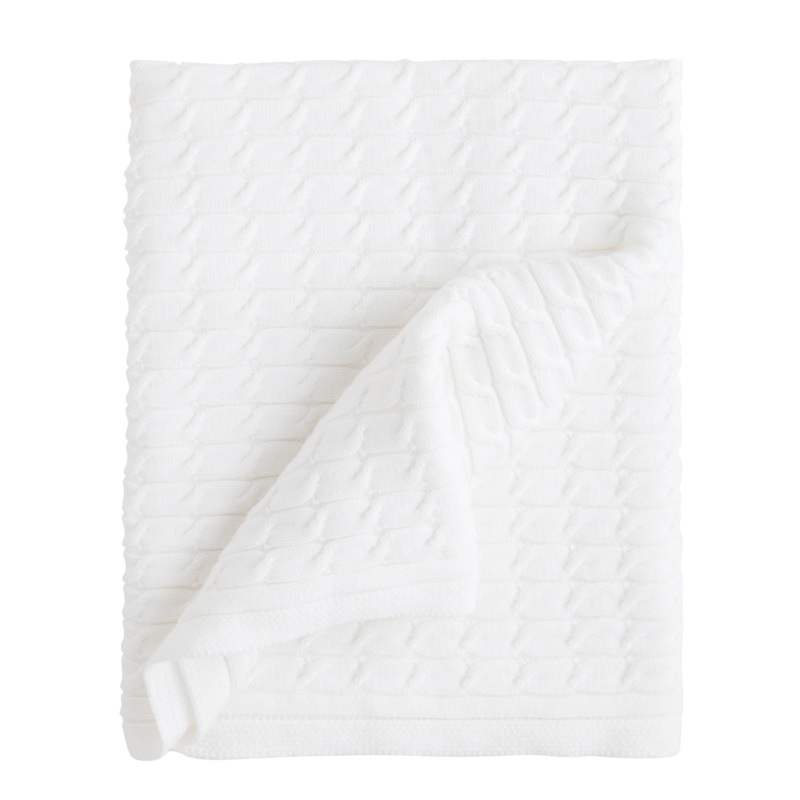 White Cable Knit Blanket
