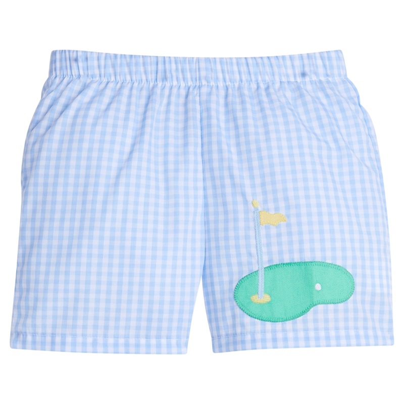 Applique Basic Shorts, Golf Airy Blue Plaid