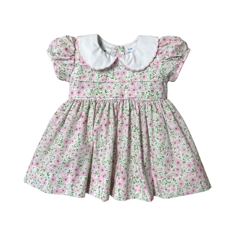 Ashely Pink & Green Floral Short Sleeve Dress