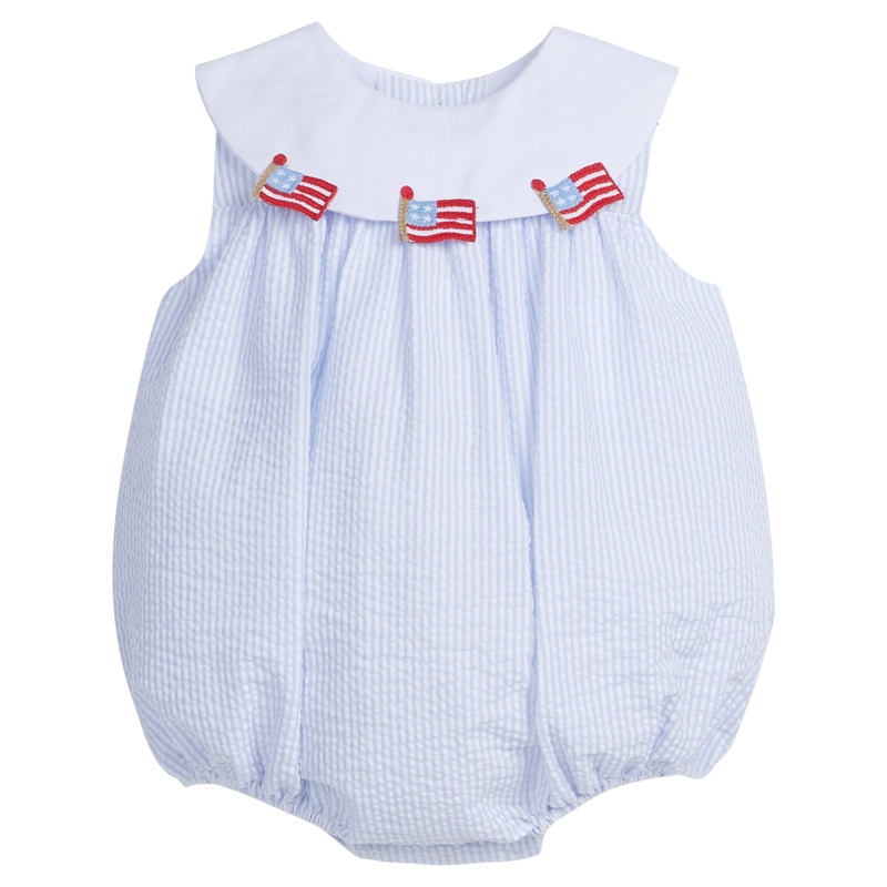 Bib Bubble, Flags Light Blue Stripe Seersucker