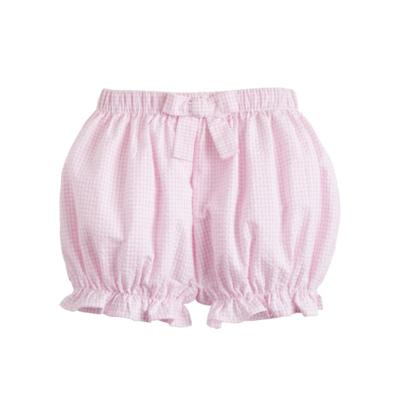 Bow Bloomers, Light Pink Gingham Seersucker
