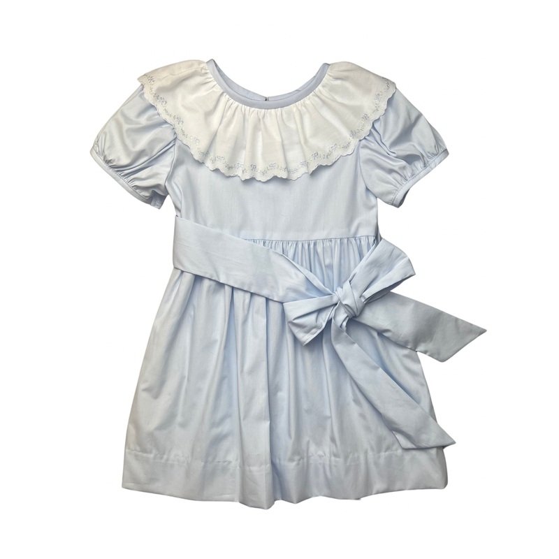 Charlotte Ruffle Collar Blue Dress