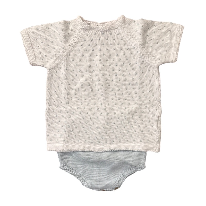 Dot Diaper Set, White with Blue
