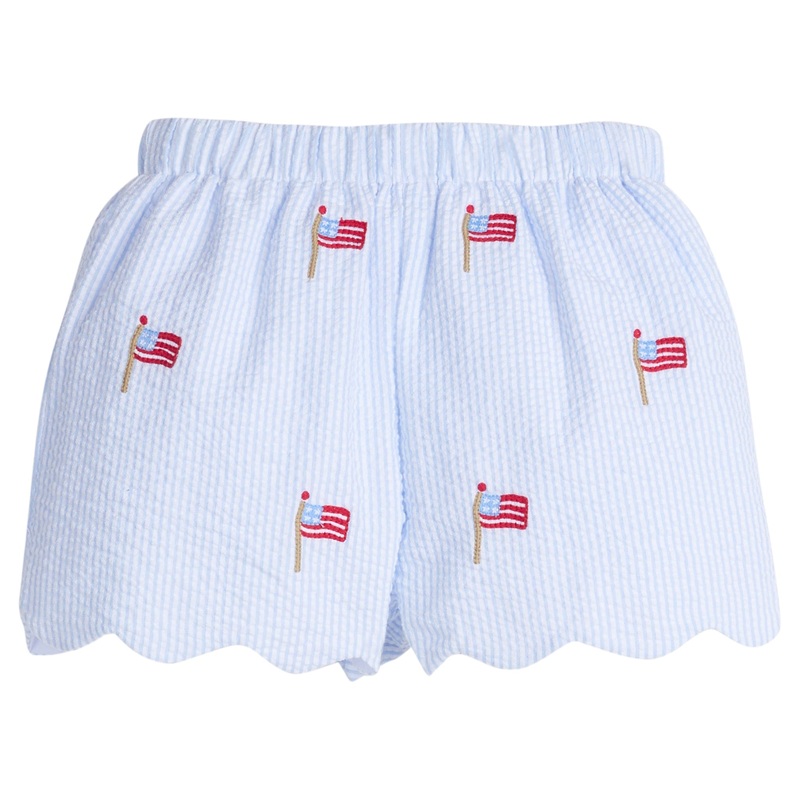 Girl’s Embroidered Scallop Shorts, Flags