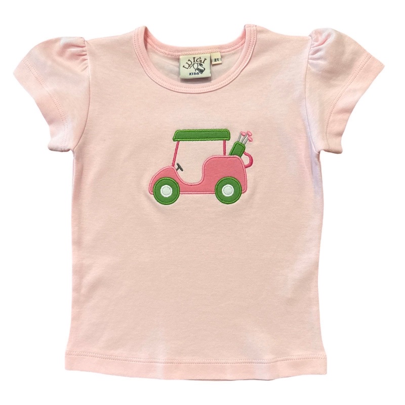 Girl Short Sleeve T-Shirt, Golf Cart Applique