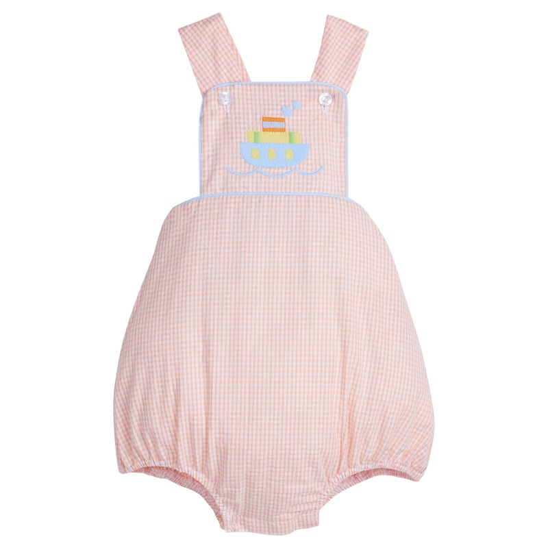 Linville Bubble, Tugboat Orange Mini Gingham Seersucker
