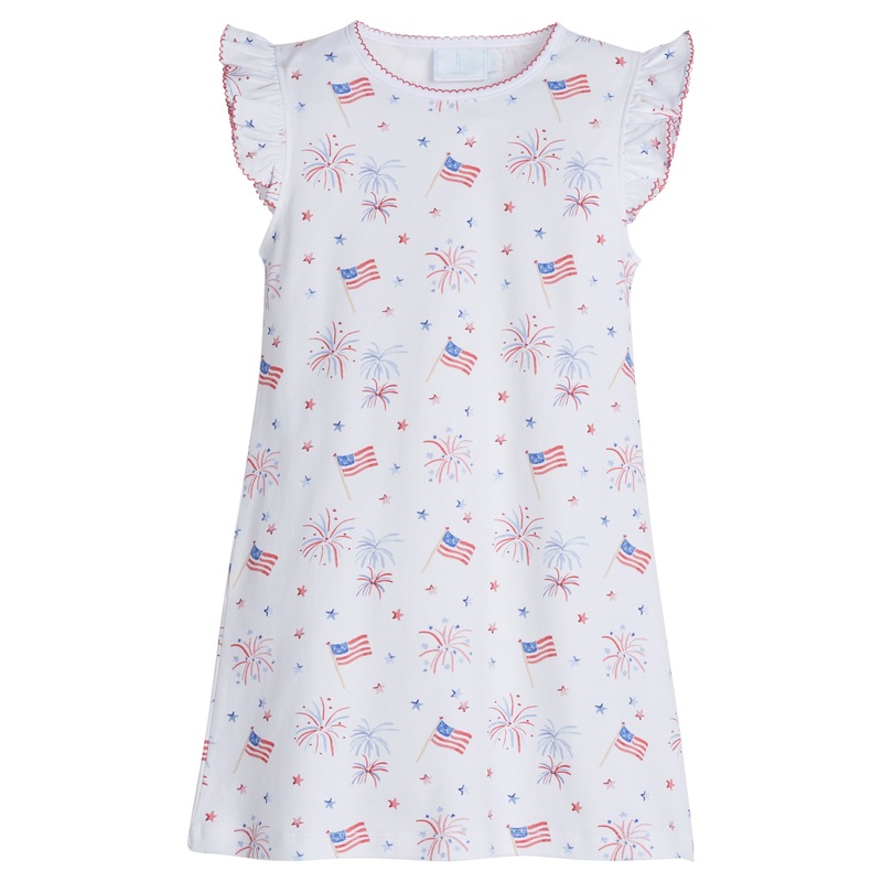 Printed Angel Sleeve Dress, Flags
