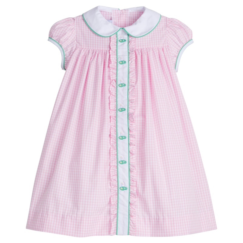 Ruffled Sally Dress, Golf Light Pink Gingham