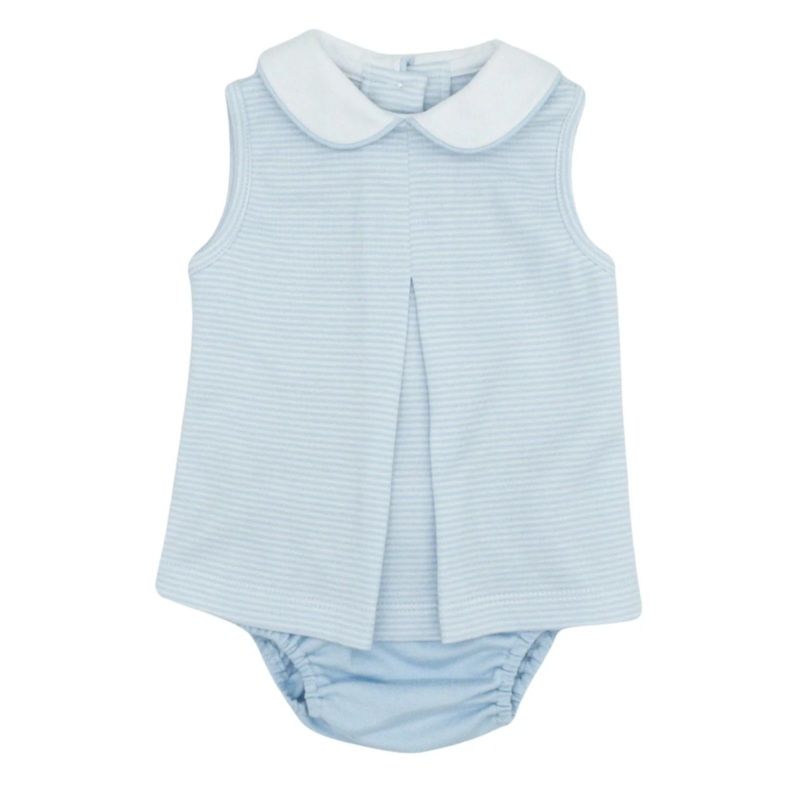 Seaside Blue Ministripe Knit Collier Diaper Set