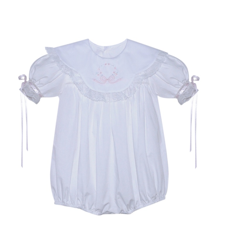 White Grace Bubble with Lace Scallop Collar