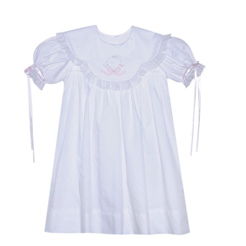 White Grace Dress with Lace Scallop Collar