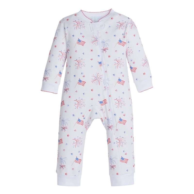 Zippered Romper, Flags Print Playsuit