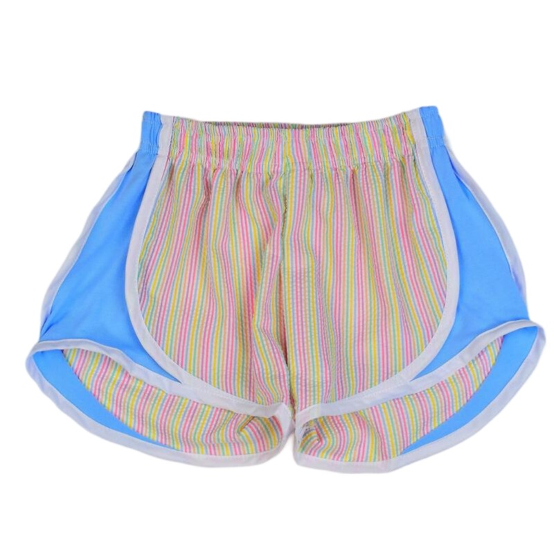 Athletic Shorts, Multi Stripe w/ Blue