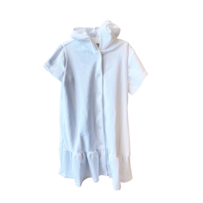 Beach Coverup White with Ruffle