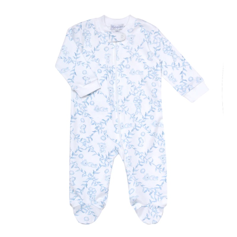 Blue Bears Trellace Zippered Footie