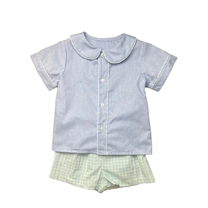 Boy Peter Seersucker Plaid Short Set