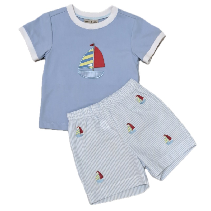 Boy’s Sailboat Applique Short Set