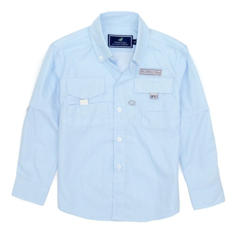 Boys Performance Fishing Shirt, Aqua
