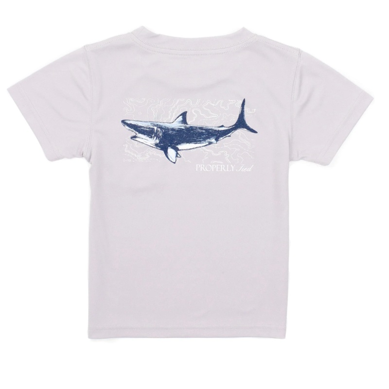 Boys Performance Short Sleeve Tee, Topo Shark Ice Grey