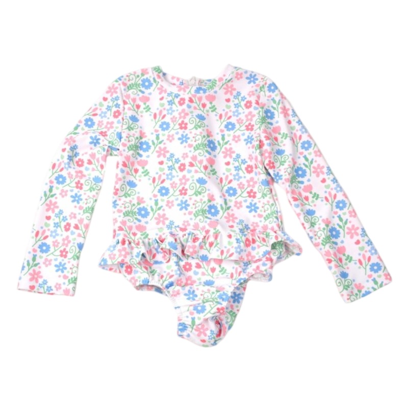 Flower Print Rash Guard Swimsuit