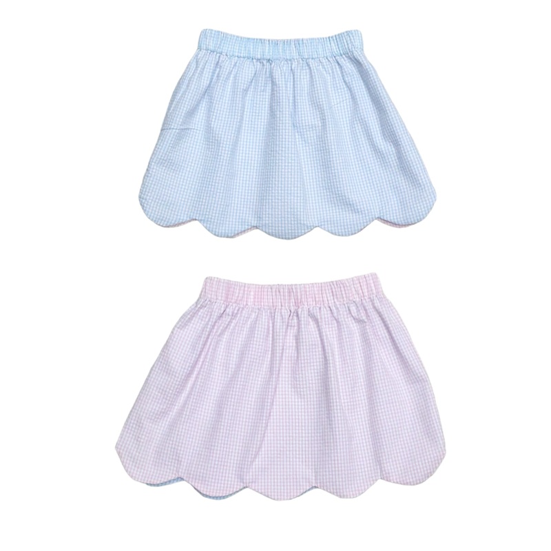 Reversible Kendall Skirt, Mini Seersucker Lt Blue or Pink