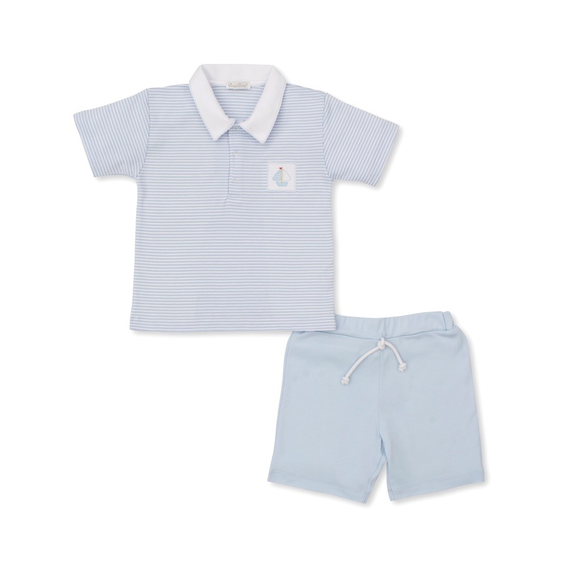 Saturday Regatta Sailboat Blue Bermuda Short Set