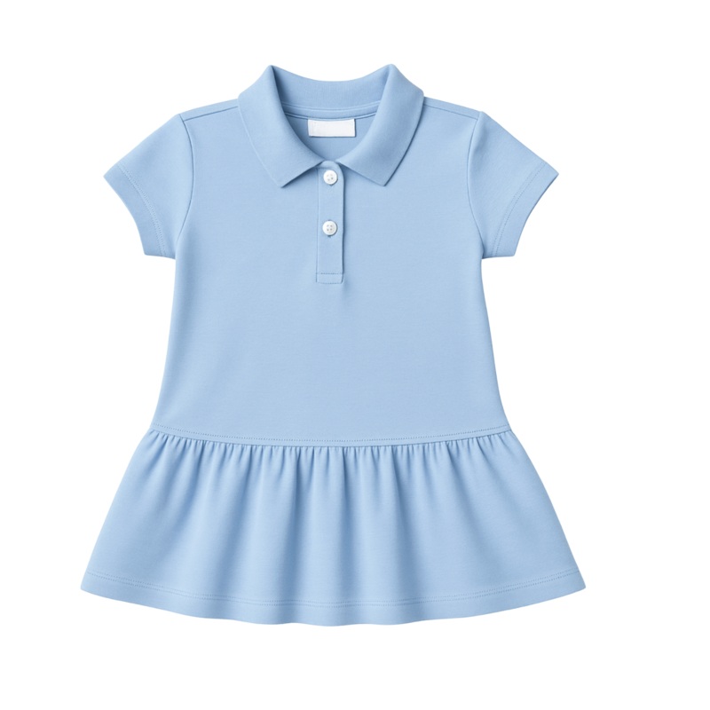Short Sleeve Sky Blue Polo Dress