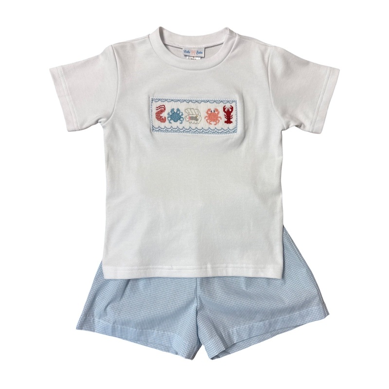 Tom Crabbies & Seashells Smocked Short Set